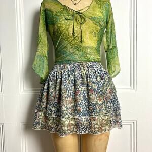 Abercrombie & Fitch floral print mini skirt with ruffle flow layers size XS